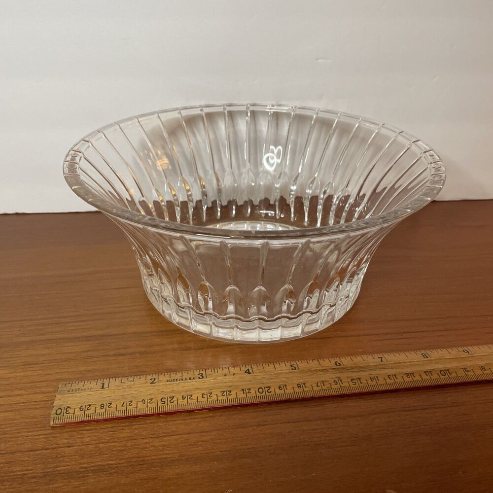 Vintage 1987 Cut Glass Bowl 9" Wide Heavy Decor